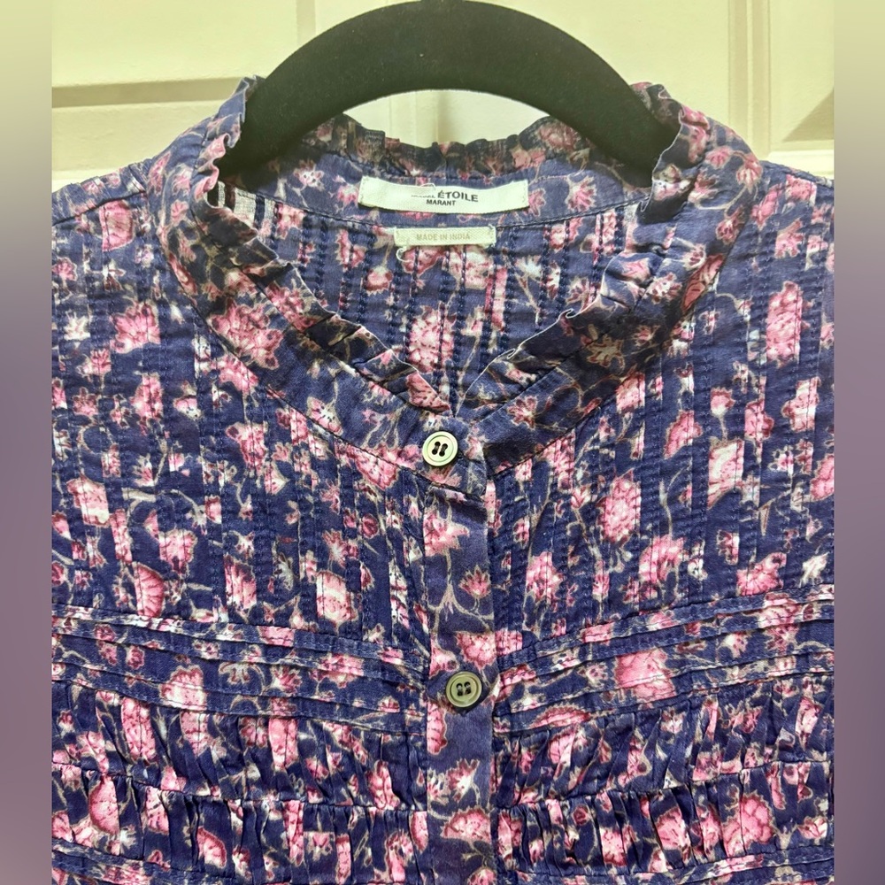 Isabel Marant Laila Gathered Floral Print Blouse - Picture 6 of 10